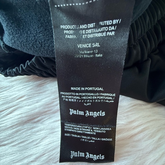 EUC RARE Palm Angels Venice SRL Black Track Pants With Pink and Green Flames - Picture 7 of 8